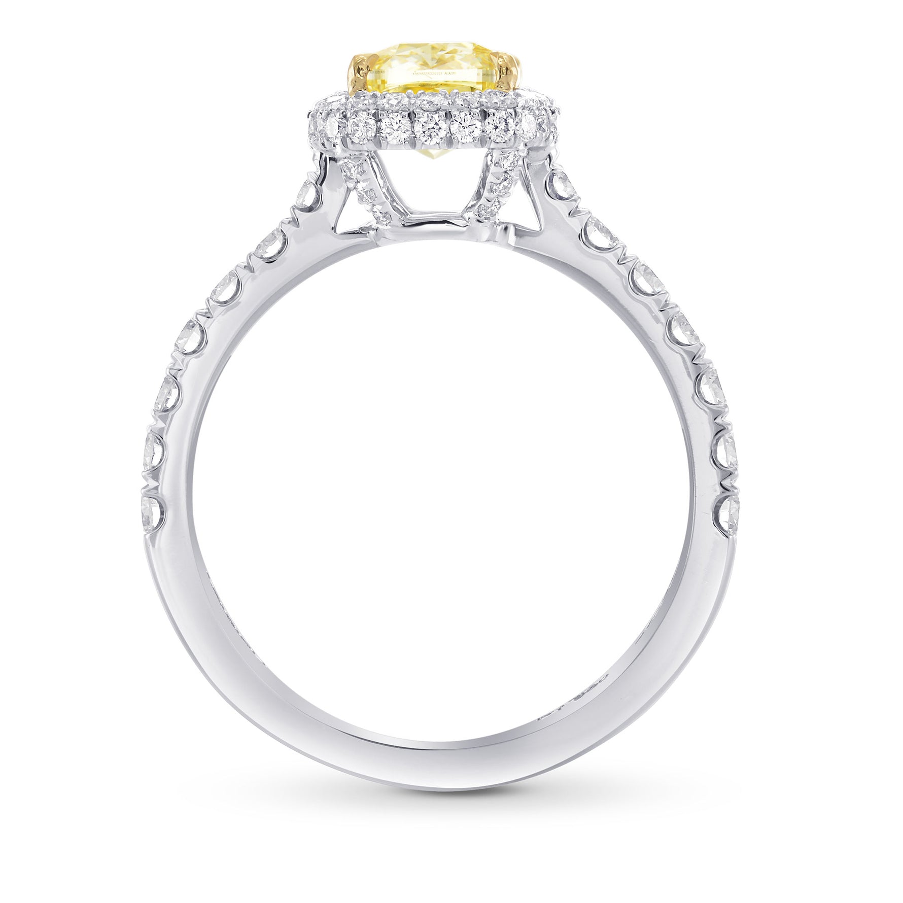 Fancy Light Yellow Cushion Diamond Halo Ring