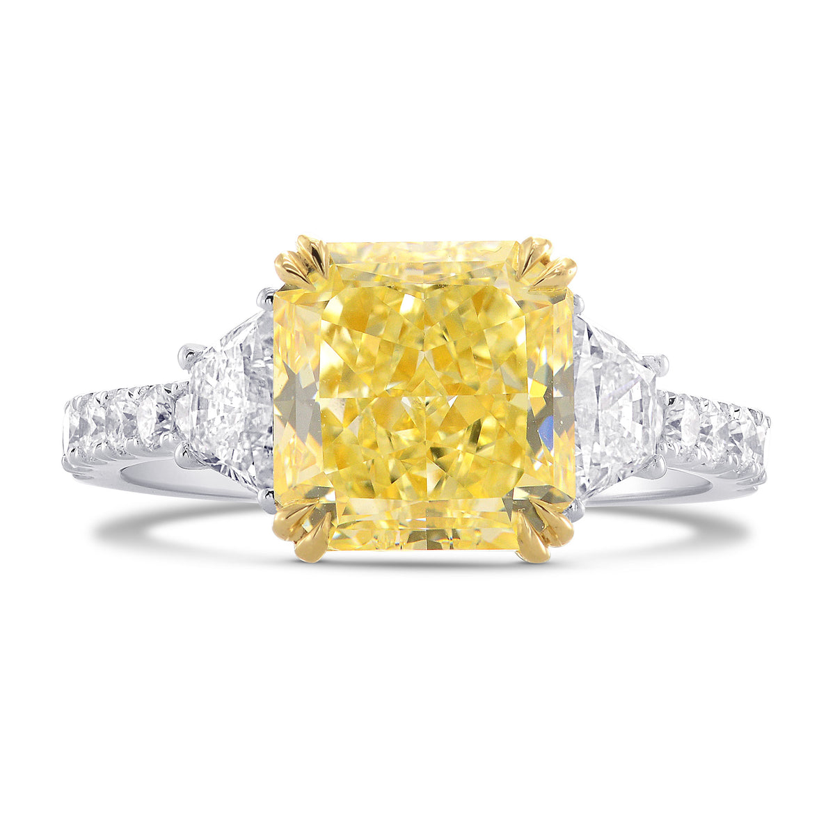 Fancy Yellow Radiant & Trapezoid Diamond Ring