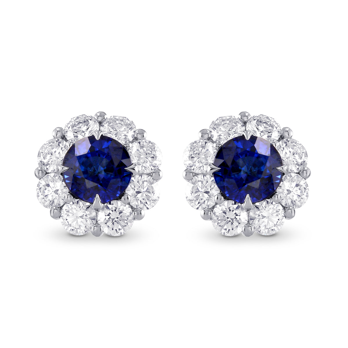 Sapphire & Diamond Floral Halo Earrings