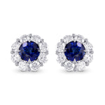 Sapphire & Diamond Floral Halo Earrings