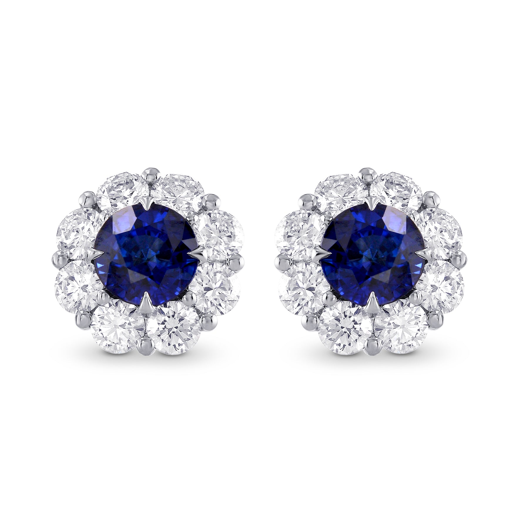 Sapphire & Diamond Floral Halo Earrings