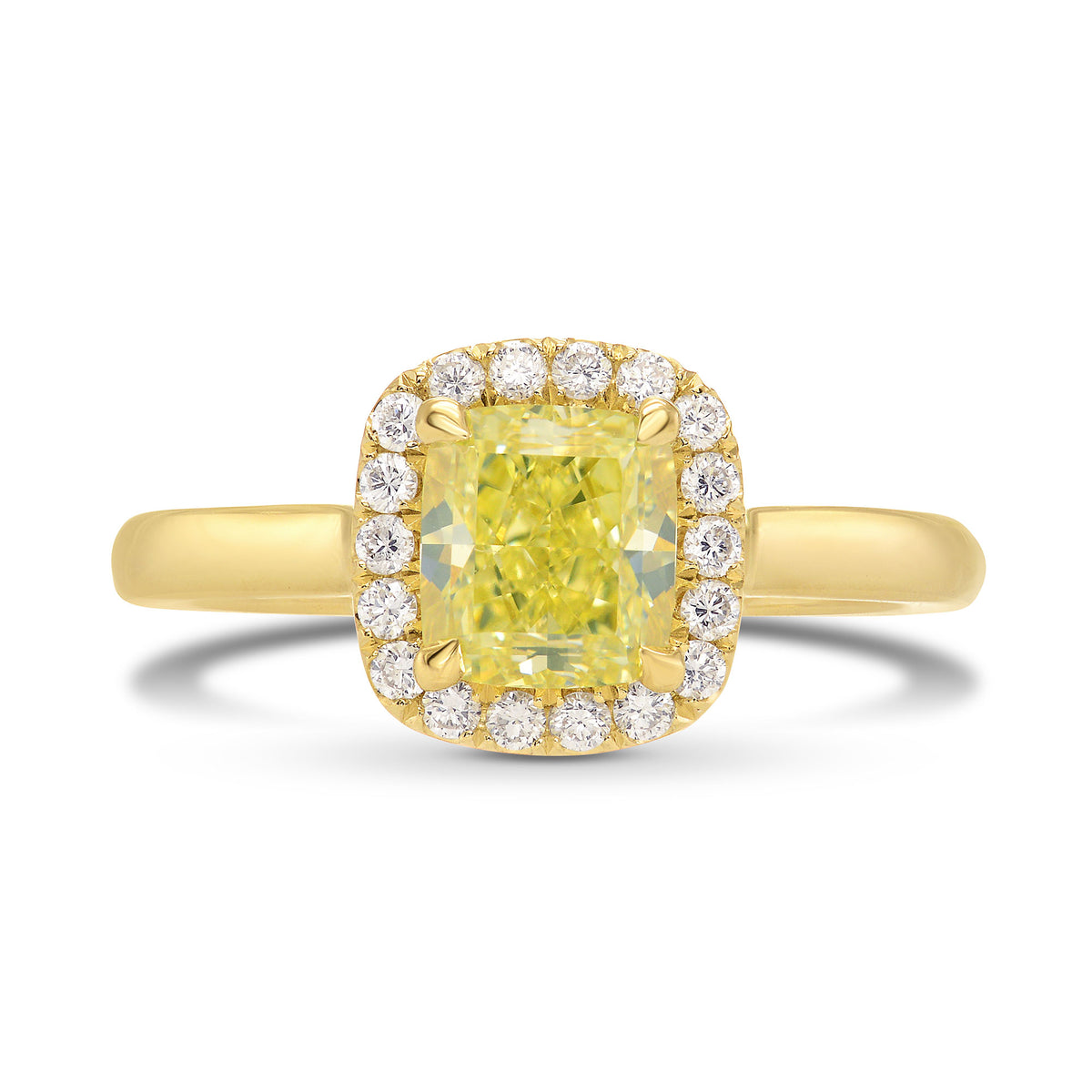 Fancy Yellow Cushion Diamond Halo Ring