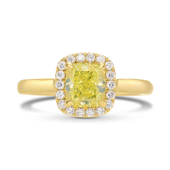 Fancy Yellow Cushion Diamond Halo Ring