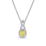 Fancy Yellow Cushion Diamond Halo Cross-over Pendant