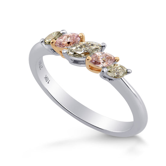 Pink & Green Marquise Diamond Band Ring