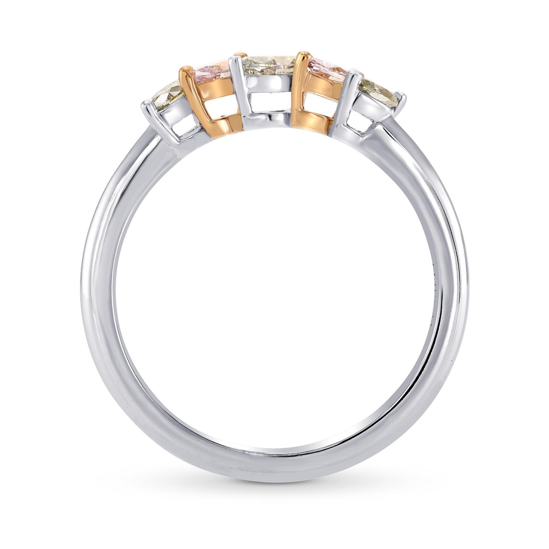 Pink & Green Marquise Diamond Band Ring