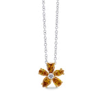 Orange Diamond Flower Pendant