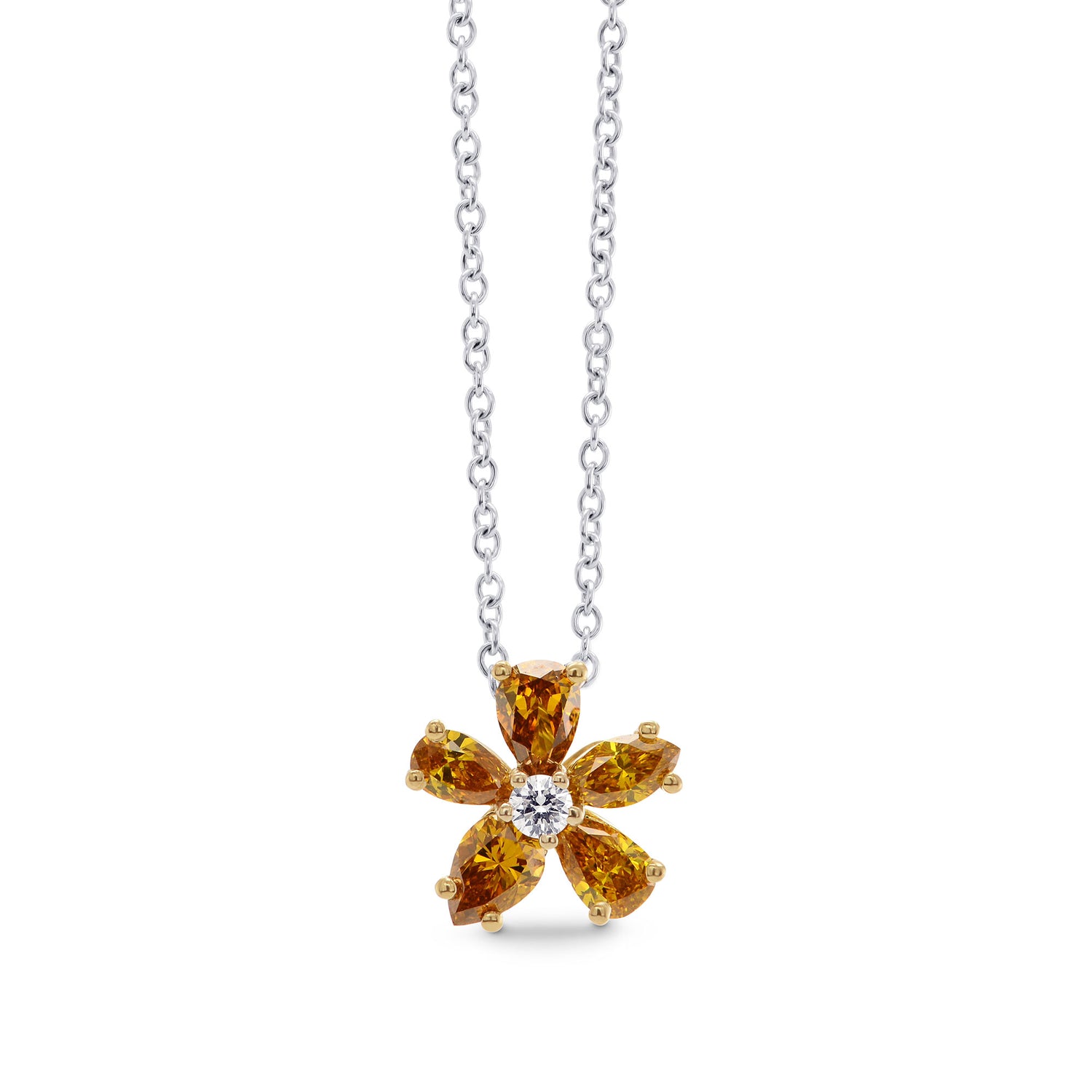 Orange Diamond Flower Pendant