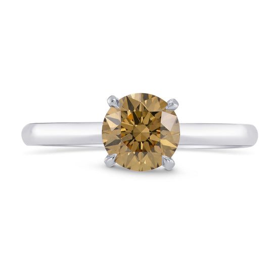 Fancy Yellow Brown Solitaire Diamond Ring