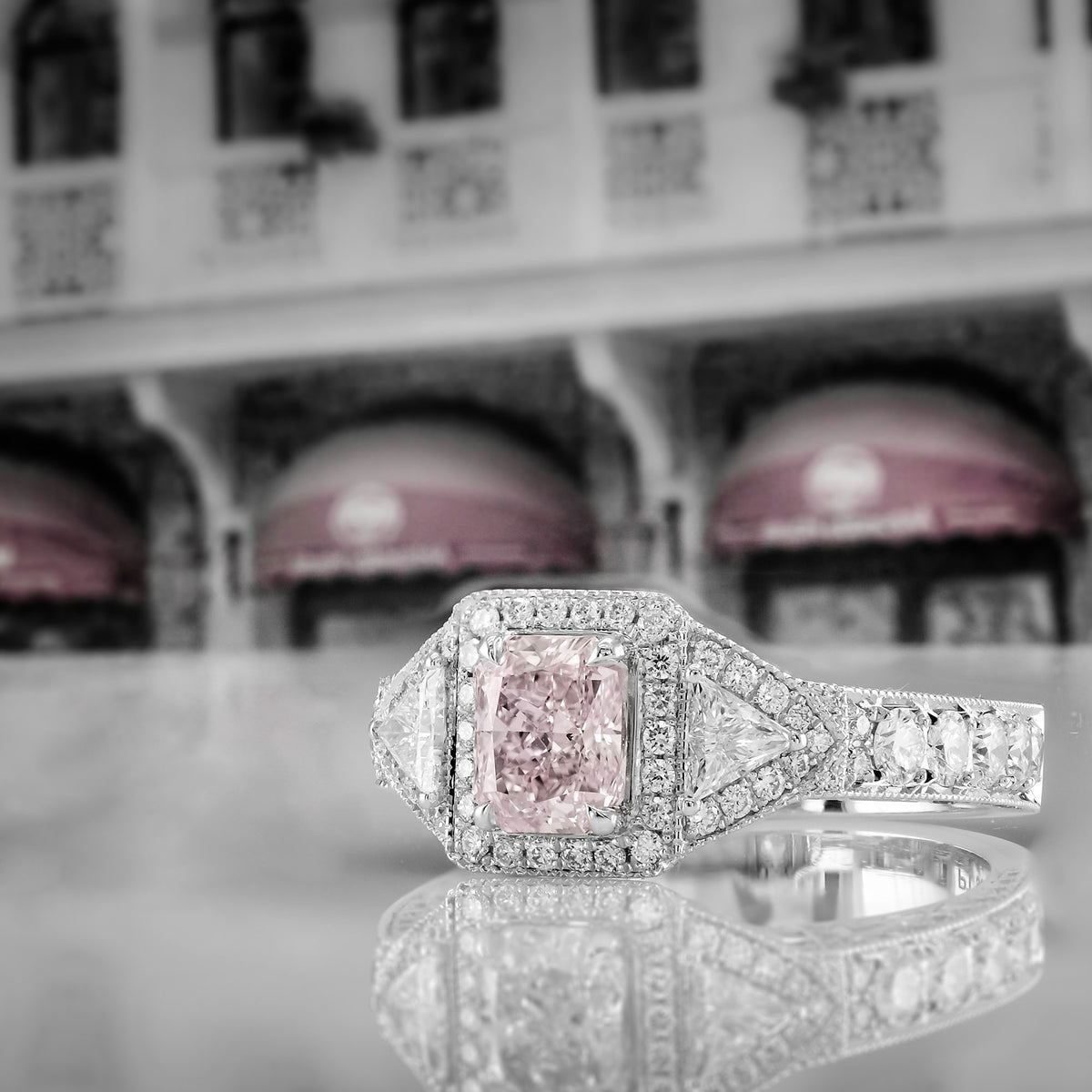 Fancy Light Pink Radiant Diamond Dress Ring