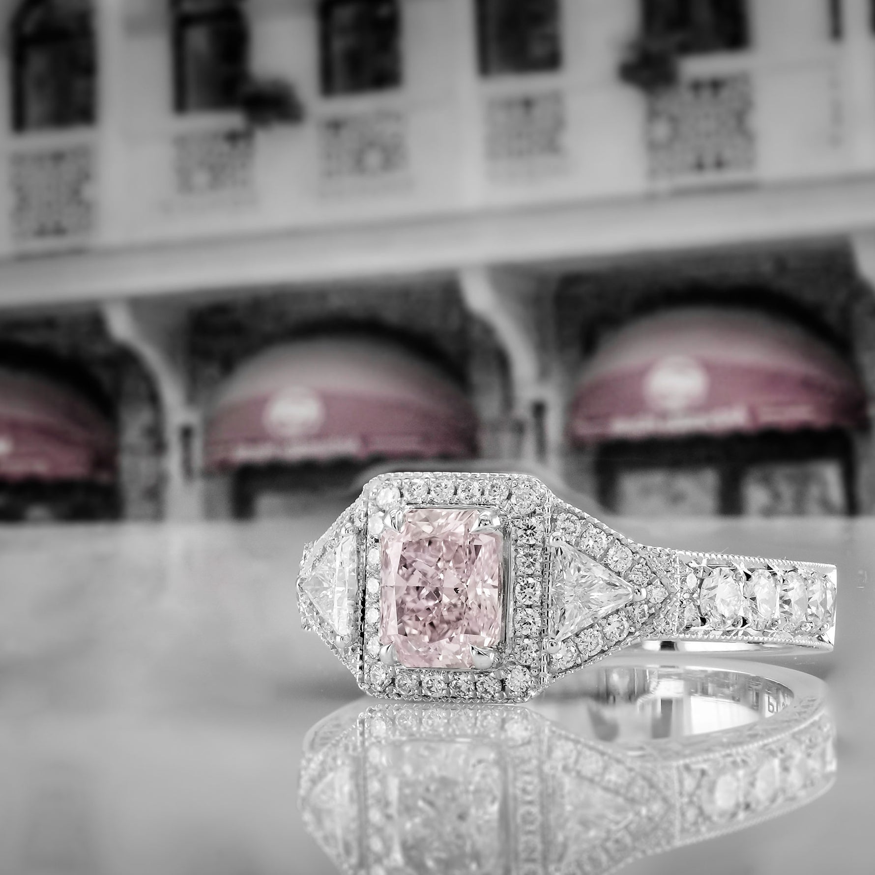 Fancy Light Pink Radiant Diamond Dress Ring