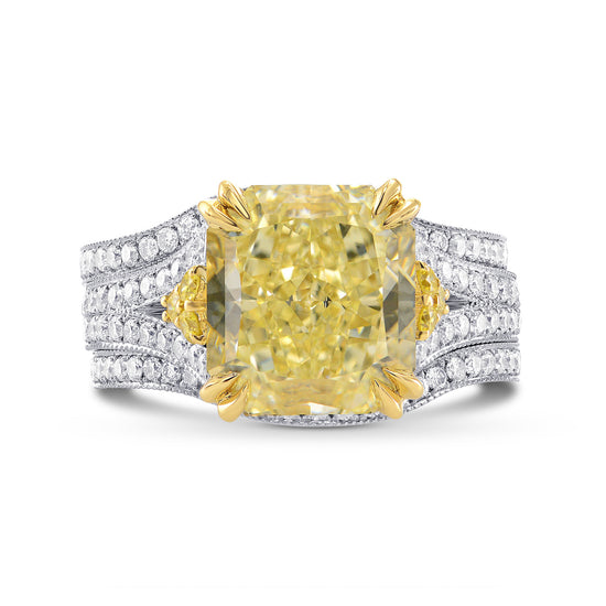 Light Yellow Radiant Diamond Engagement & Wedding Ring Set