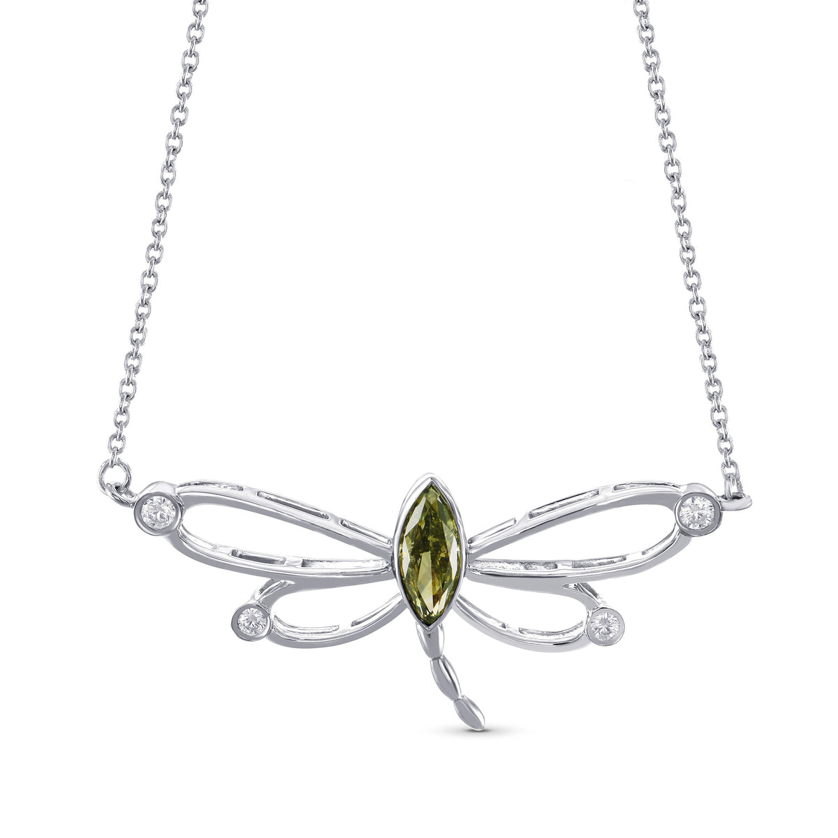 Dragon-fly Pendant with Chameleon Marquise Diamond