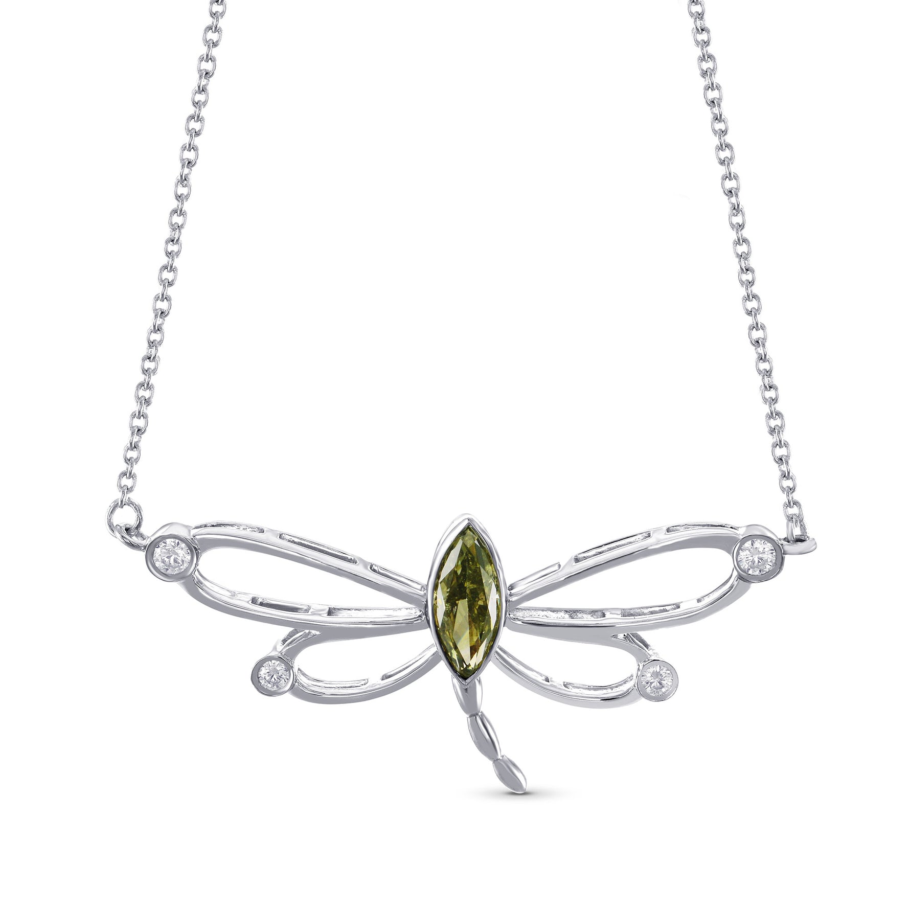 Dragon-fly Pendant with Chameleon Marquise Diamond
