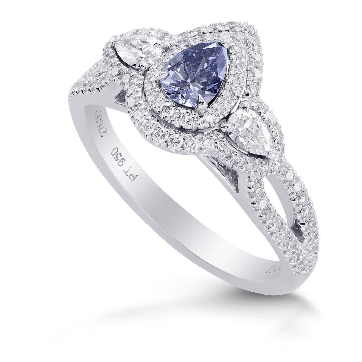 Fancy Gray Blue Pear Diamond Dress Ring