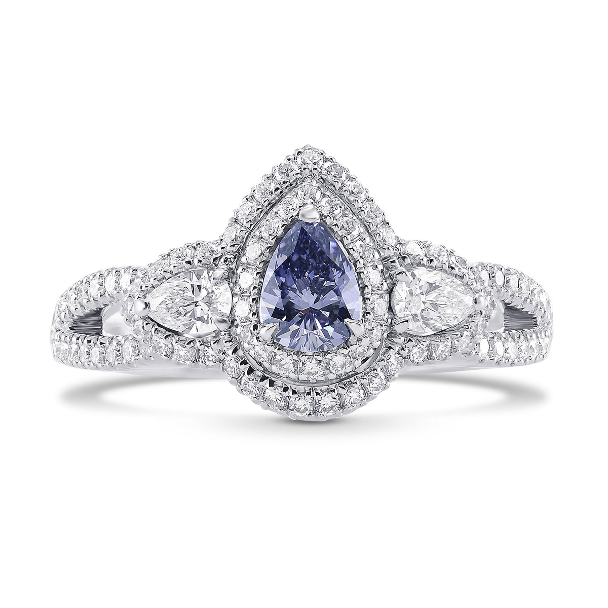 Fancy Gray Blue Pear Diamond Dress Ring