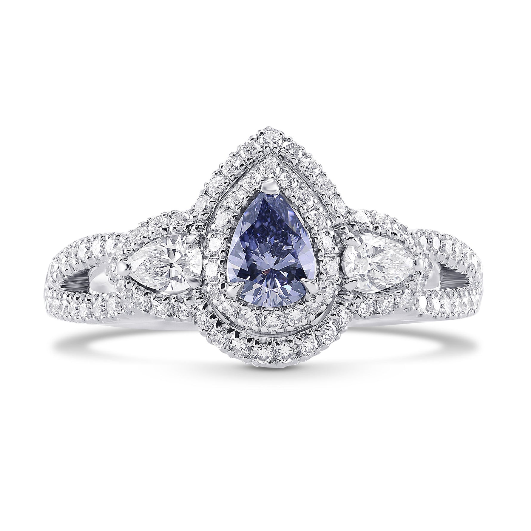 Fancy Gray Blue Pear Diamond Dress Ring