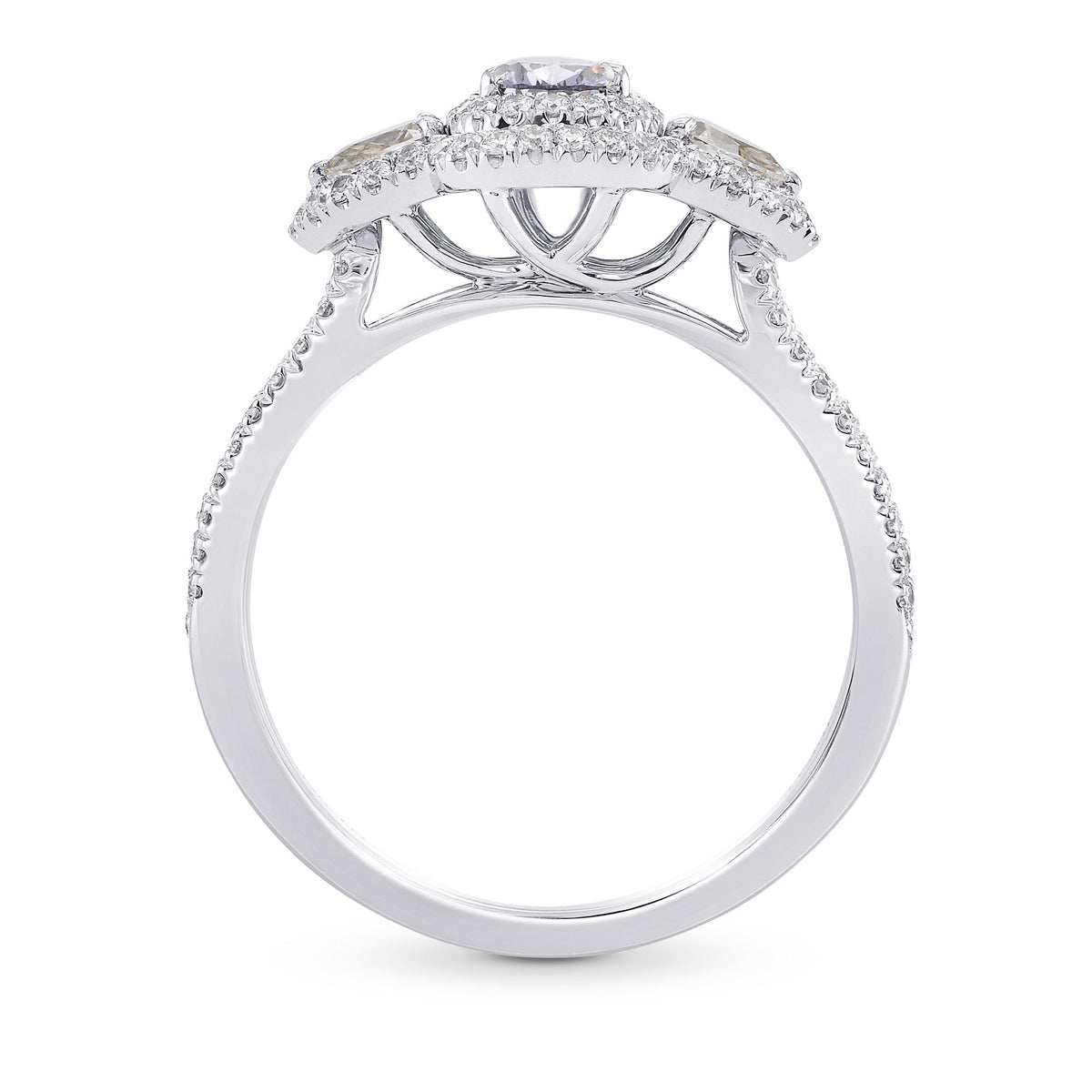 Fancy Gray Blue Pear Diamond Dress Ring