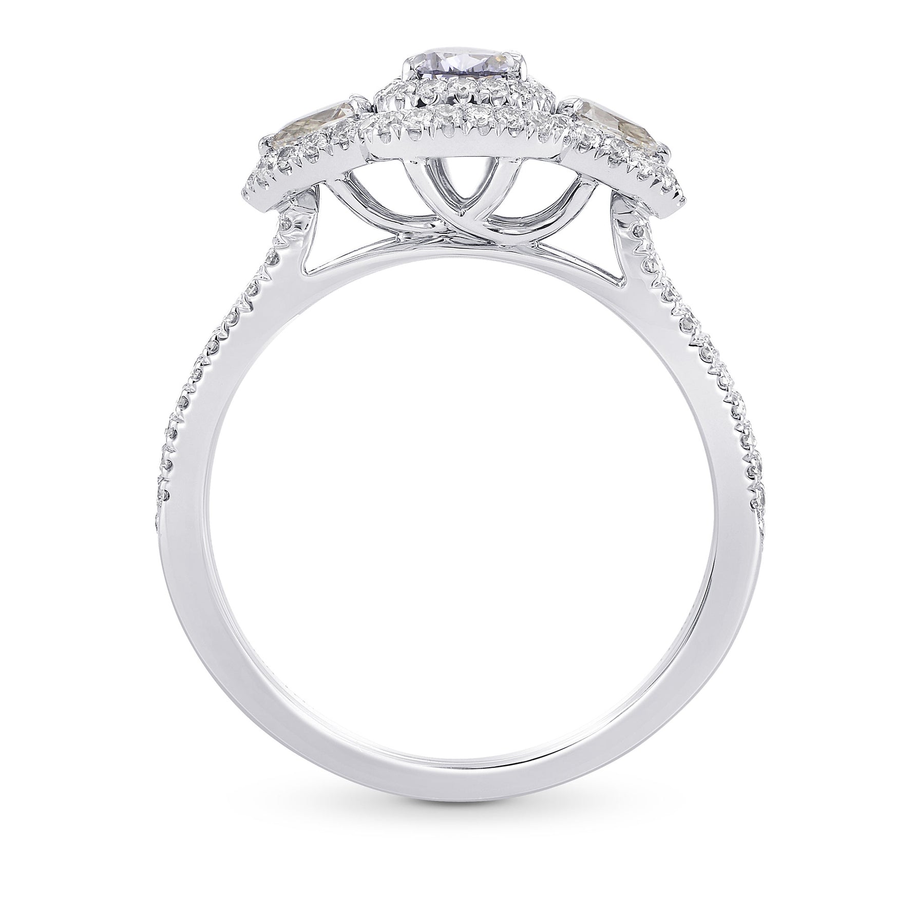 Fancy Gray Blue Pear Diamond Dress Ring