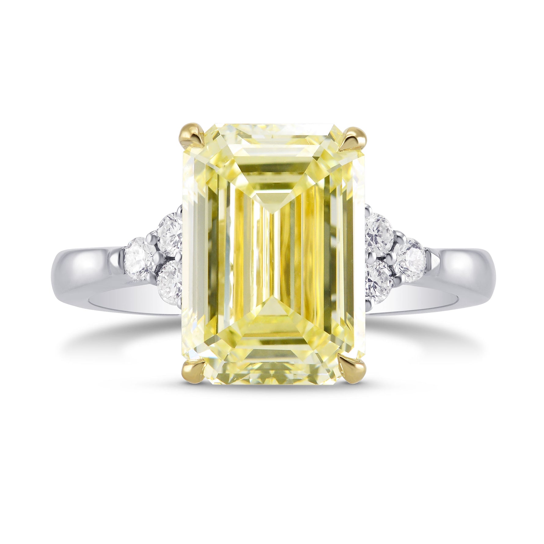 Fancy Light Yellow Emerald Diamond Engagement & Wedding Ring Set