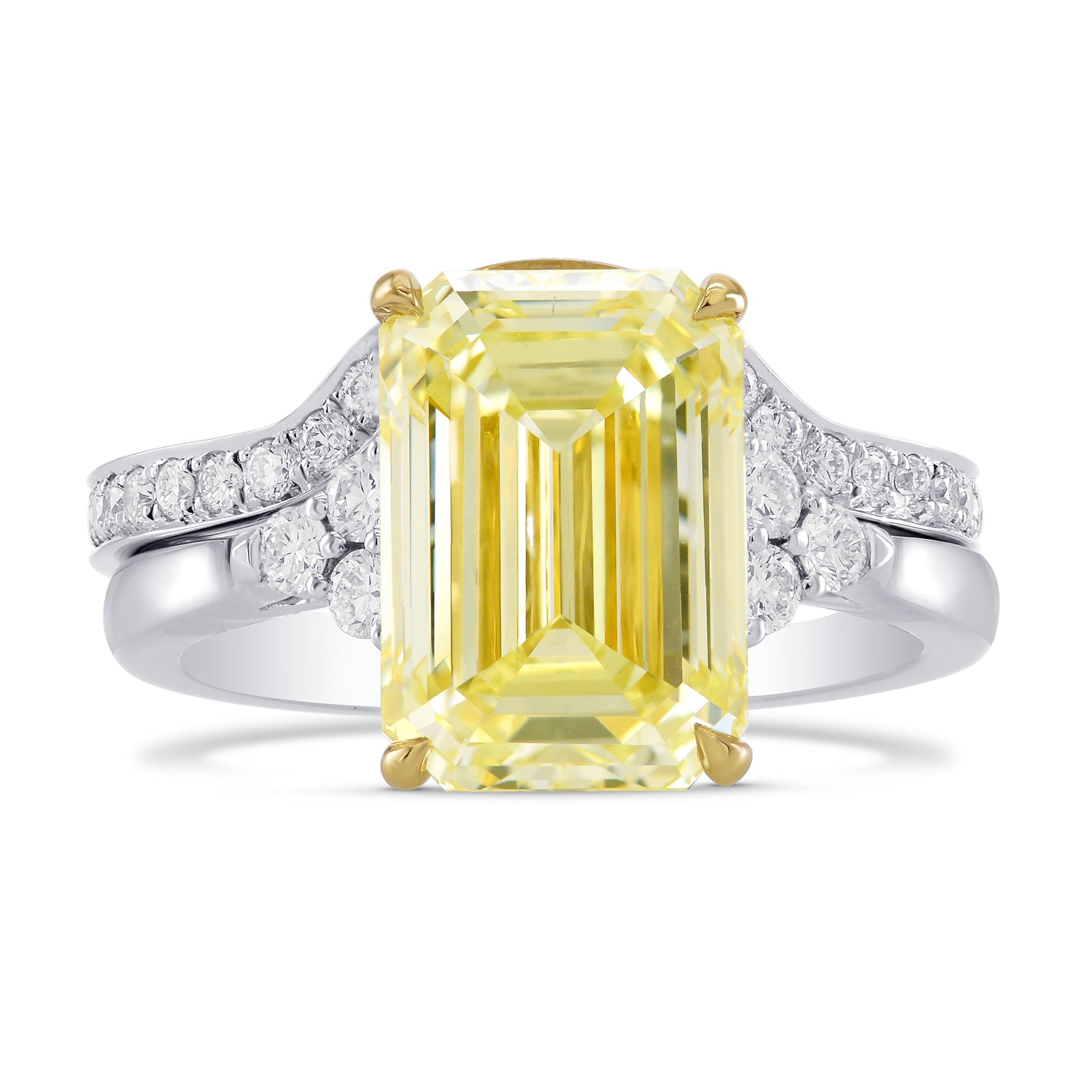 Fancy Light Yellow Emerald Diamond Engagement & Wedding Ring Set