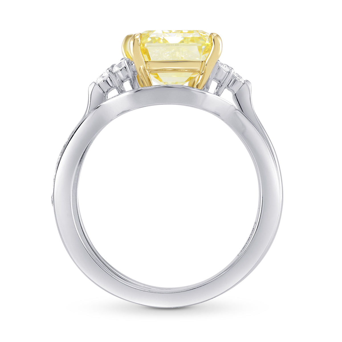 Fancy Light Yellow Emerald Diamond Engagement & Wedding Ring Set