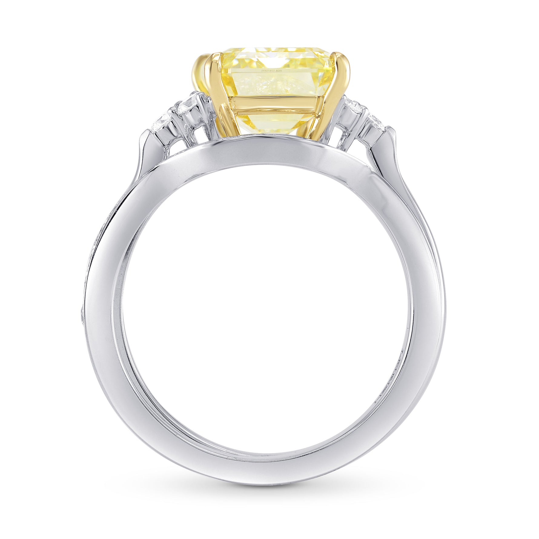 Fancy Light Yellow Emerald Diamond Engagement & Wedding Ring Set