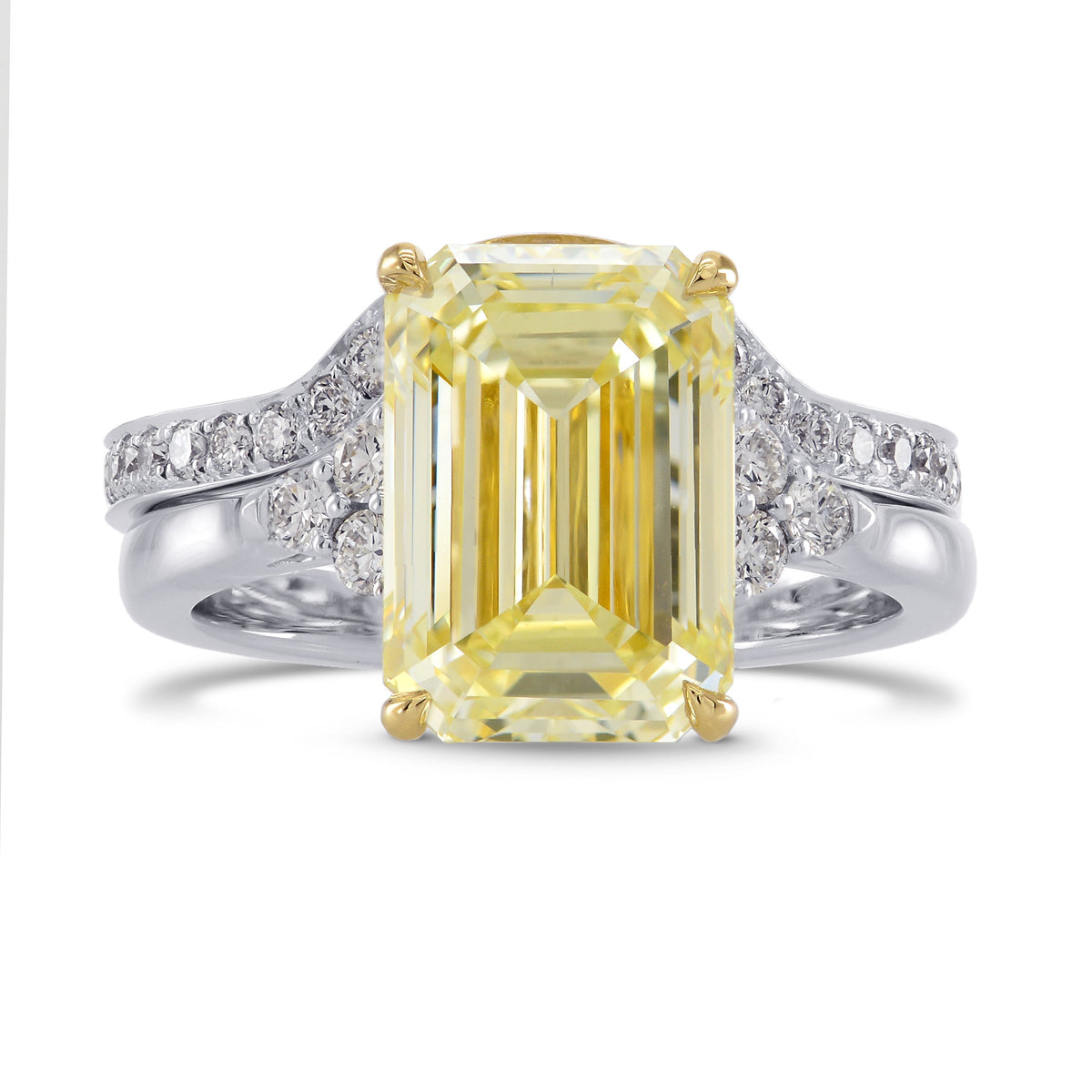 Fancy Light Yellow Emerald Diamond Engagement & Wedding Ring Set