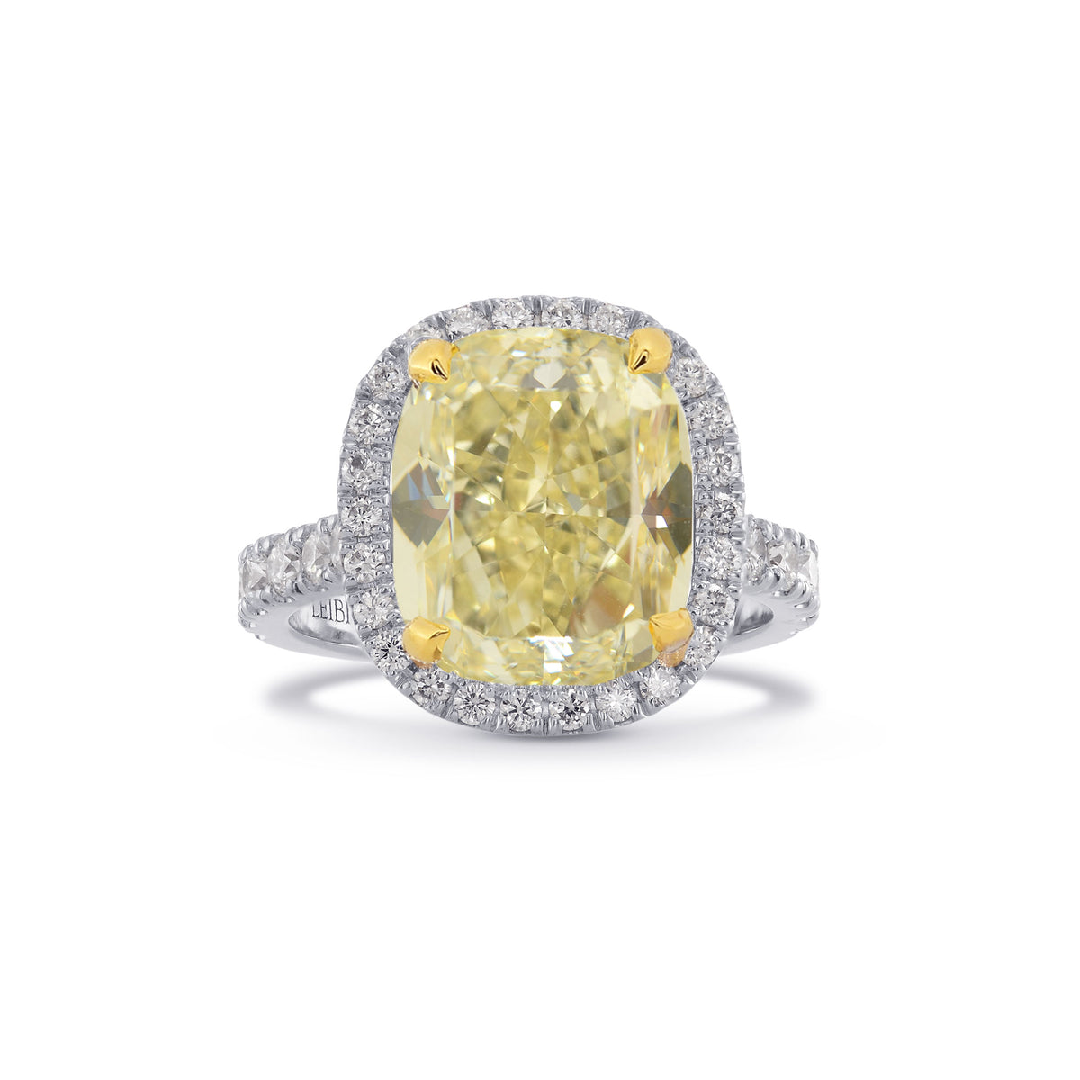 Fancy Light Yellow Cushion Diamond Ring