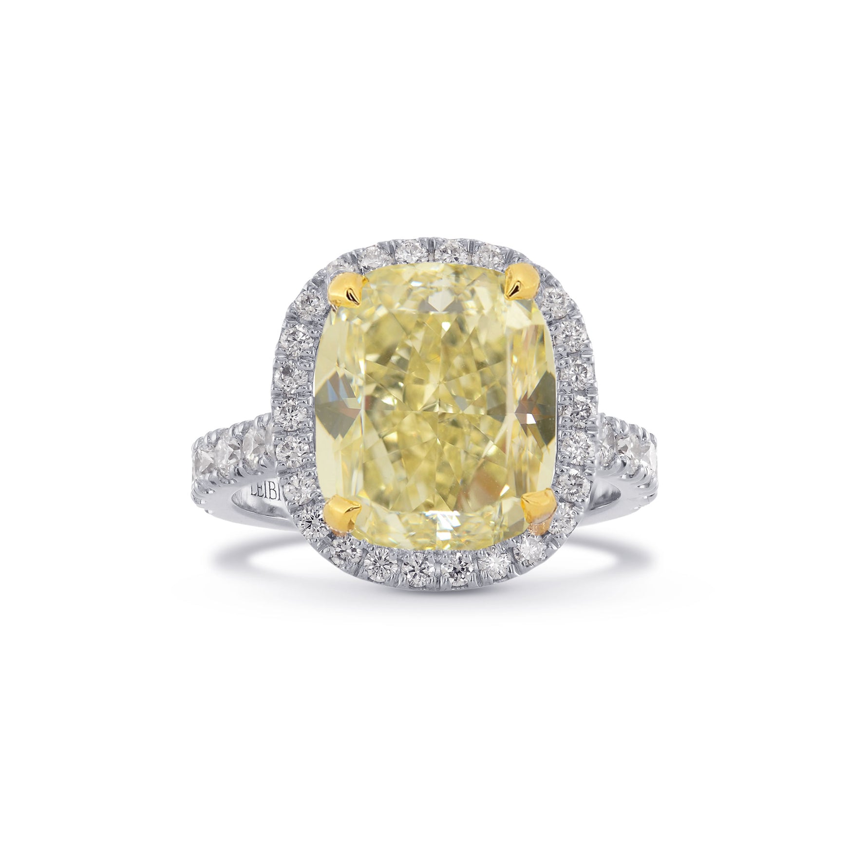 Fancy Light Yellow Cushion Diamond Ring
