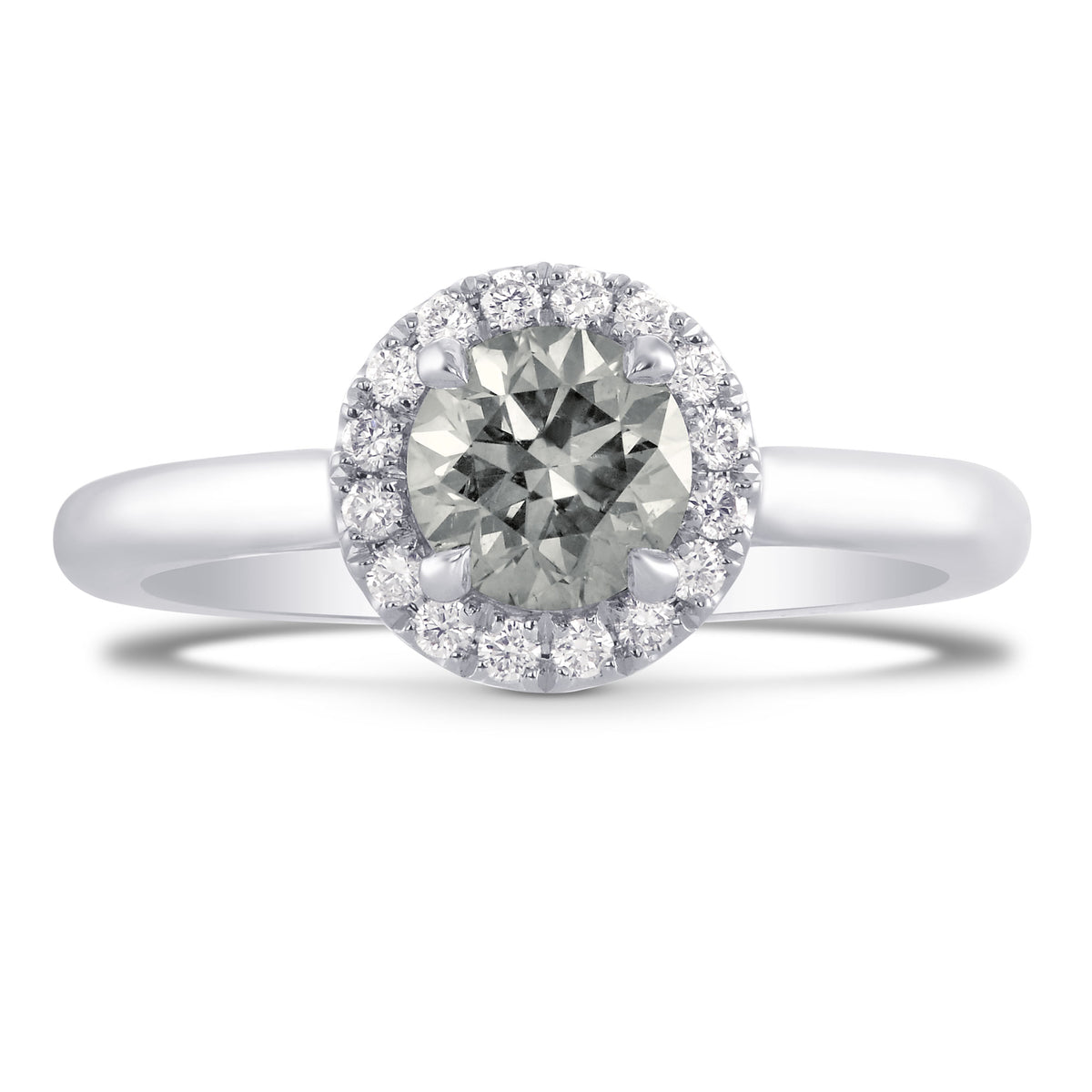 Fancy Light Gray Round Diamond Halo Ring