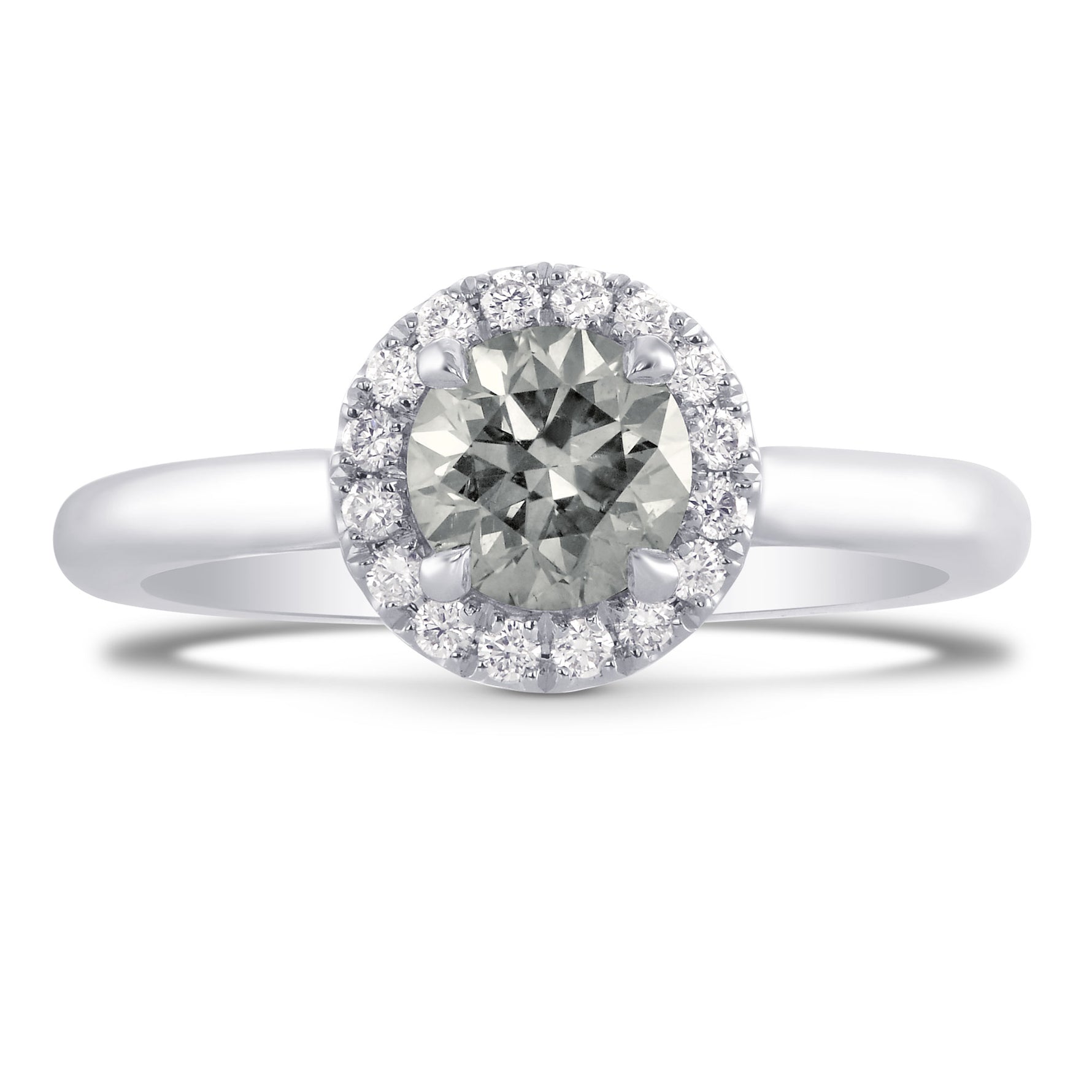 Fancy Light Gray Round Diamond Halo Ring
