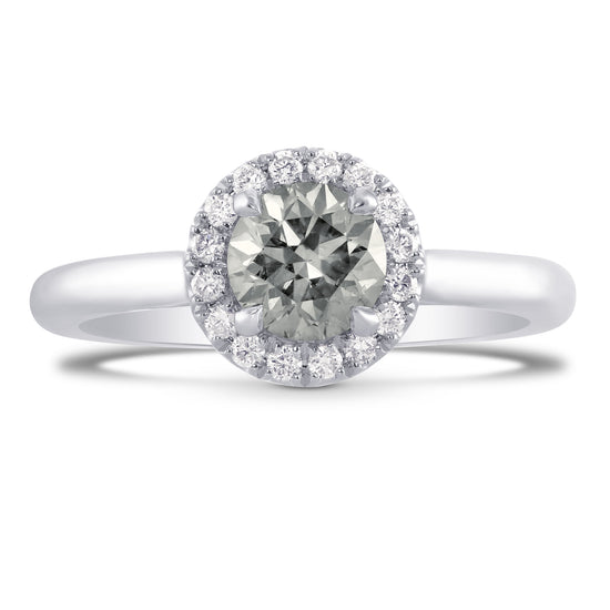 Fancy Light Gray Round Diamond Halo Ring