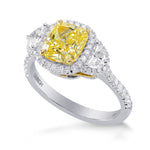 Fancy Intense Yellow Cushion Diamond Halo Ring