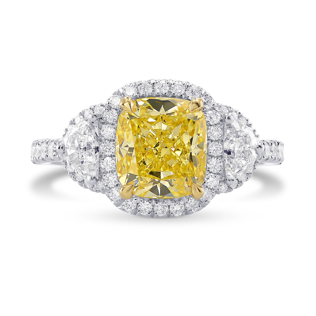 Fancy Intense Yellow Cushion Diamond Halo Ring