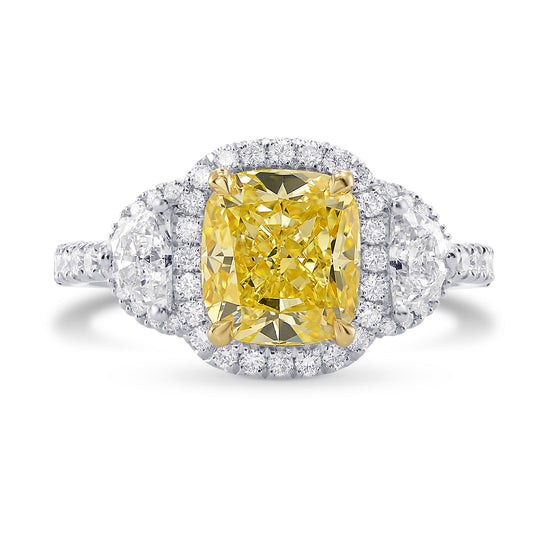 Fancy Intense Yellow Cushion Diamond Halo Ring