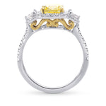 Fancy Intense Yellow Cushion Diamond Halo Ring