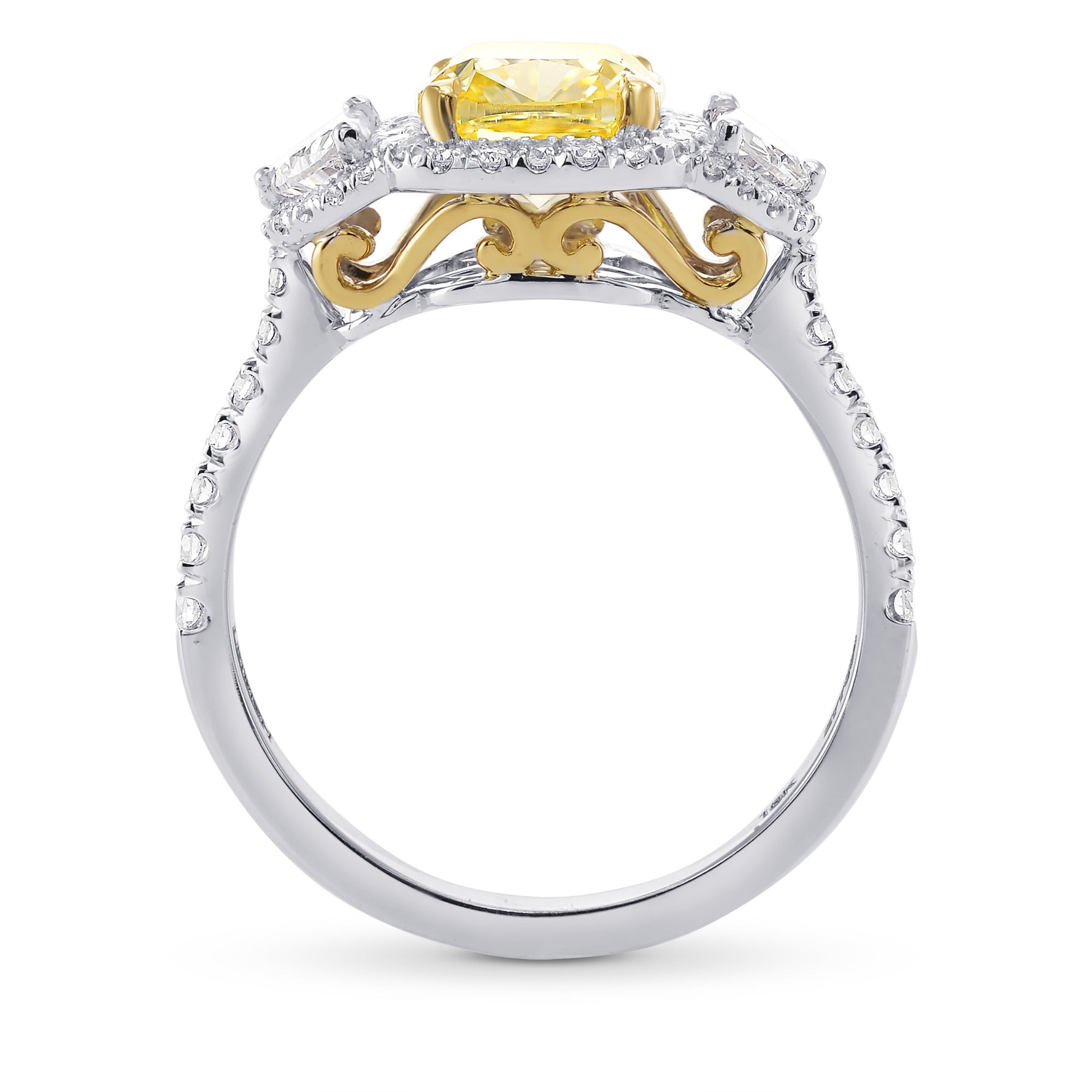 Fancy Intense Yellow Cushion Diamond Halo Ring