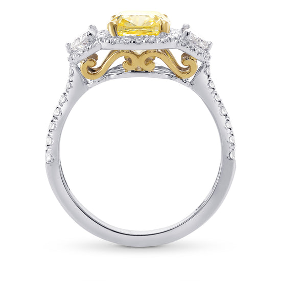Fancy Intense Yellow Cushion Diamond Halo Ring