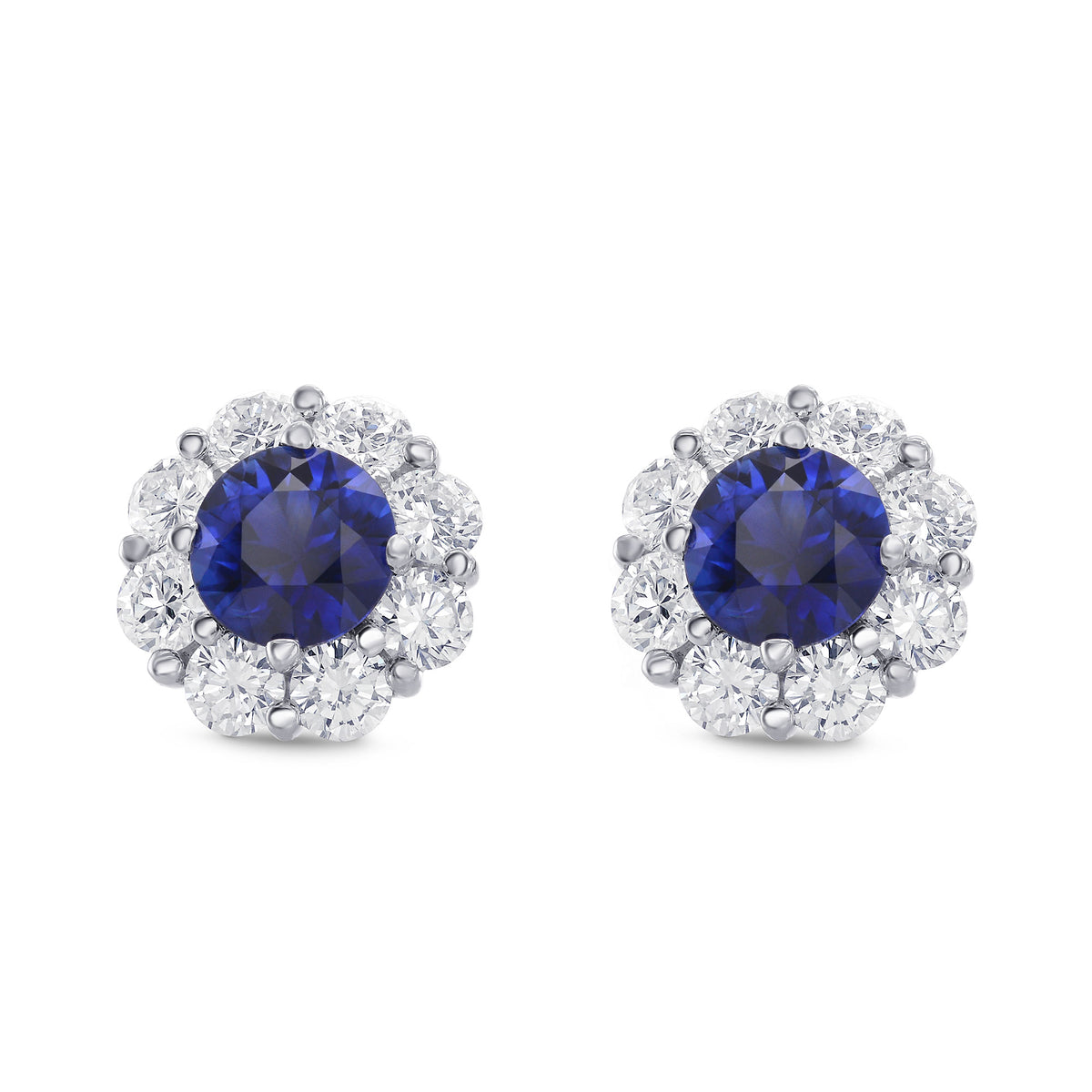 Sapphire & Diamond Halo Earrings