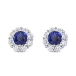 Sapphire & Diamond Halo Earrings