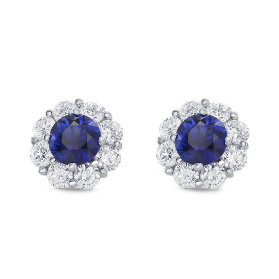 Sapphire & Diamond Halo Earrings