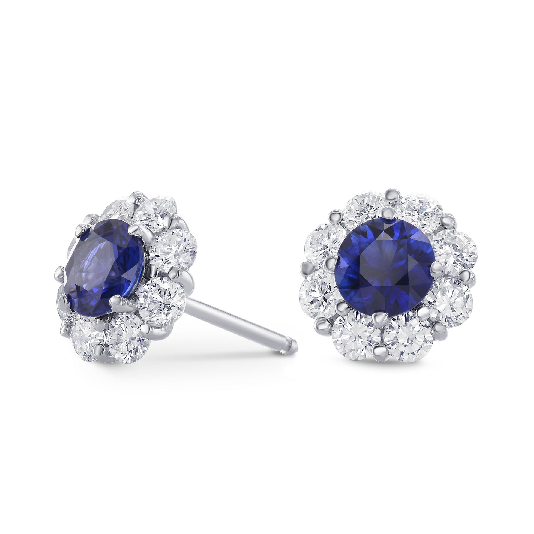 Sapphire & Diamond Halo Earrings