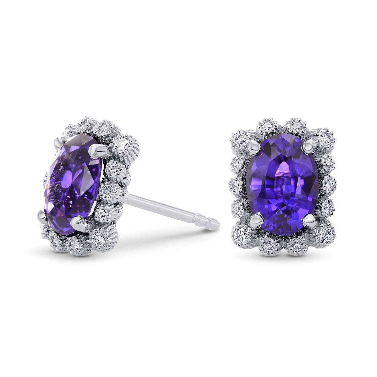 Purple Sapphire & Diamond Earrings