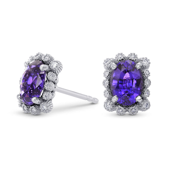 Purple Sapphire & Diamond Earrings
