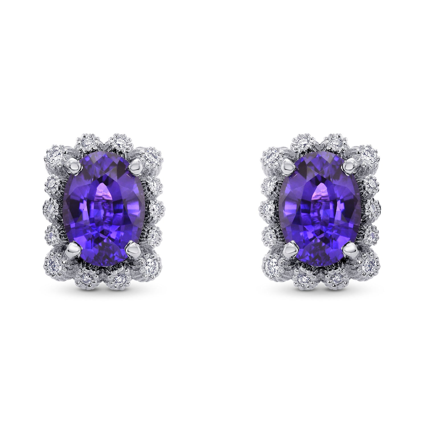 Purple Sapphire & Diamond Earrings