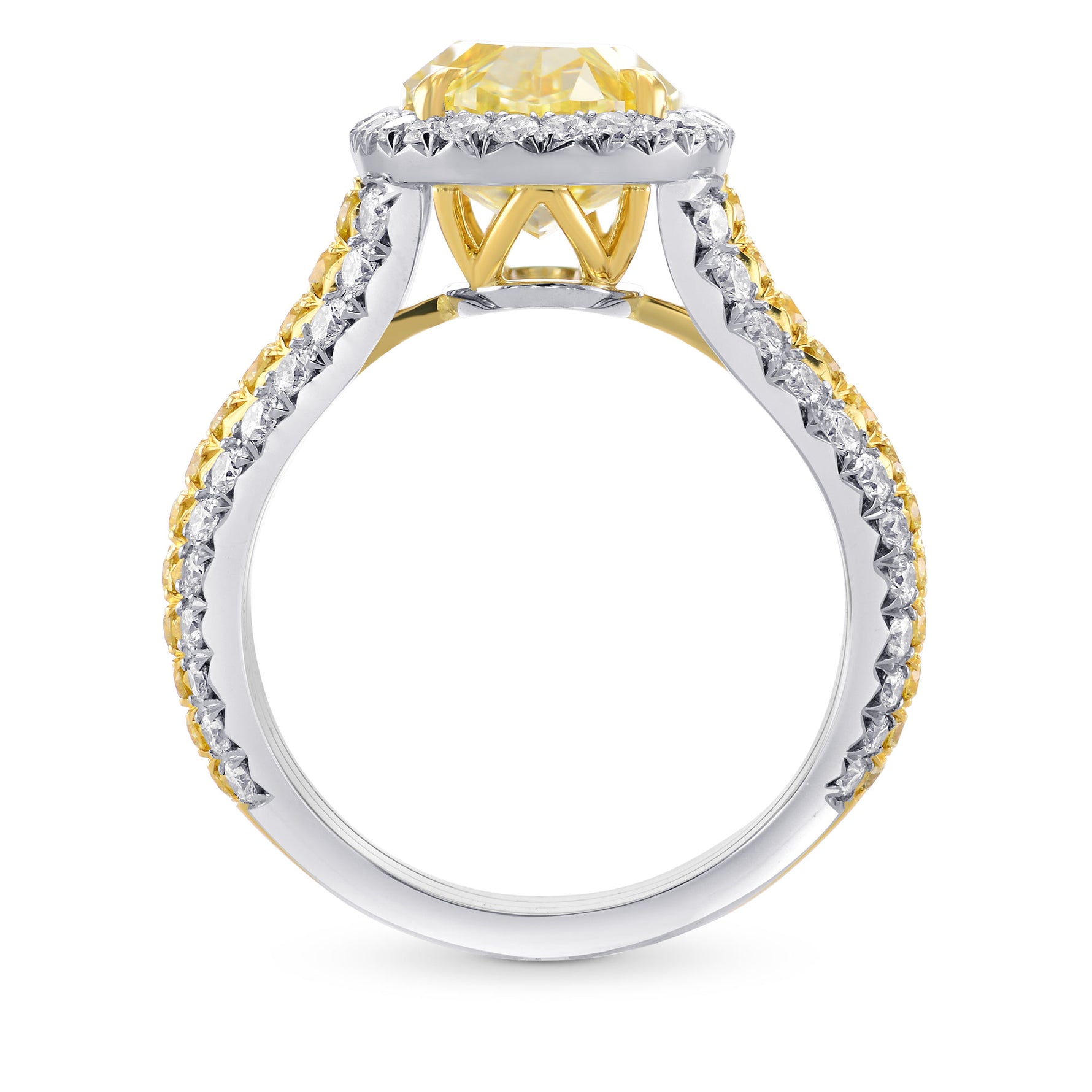 Fancy Light Yellow Oval Diamond Halo Ring