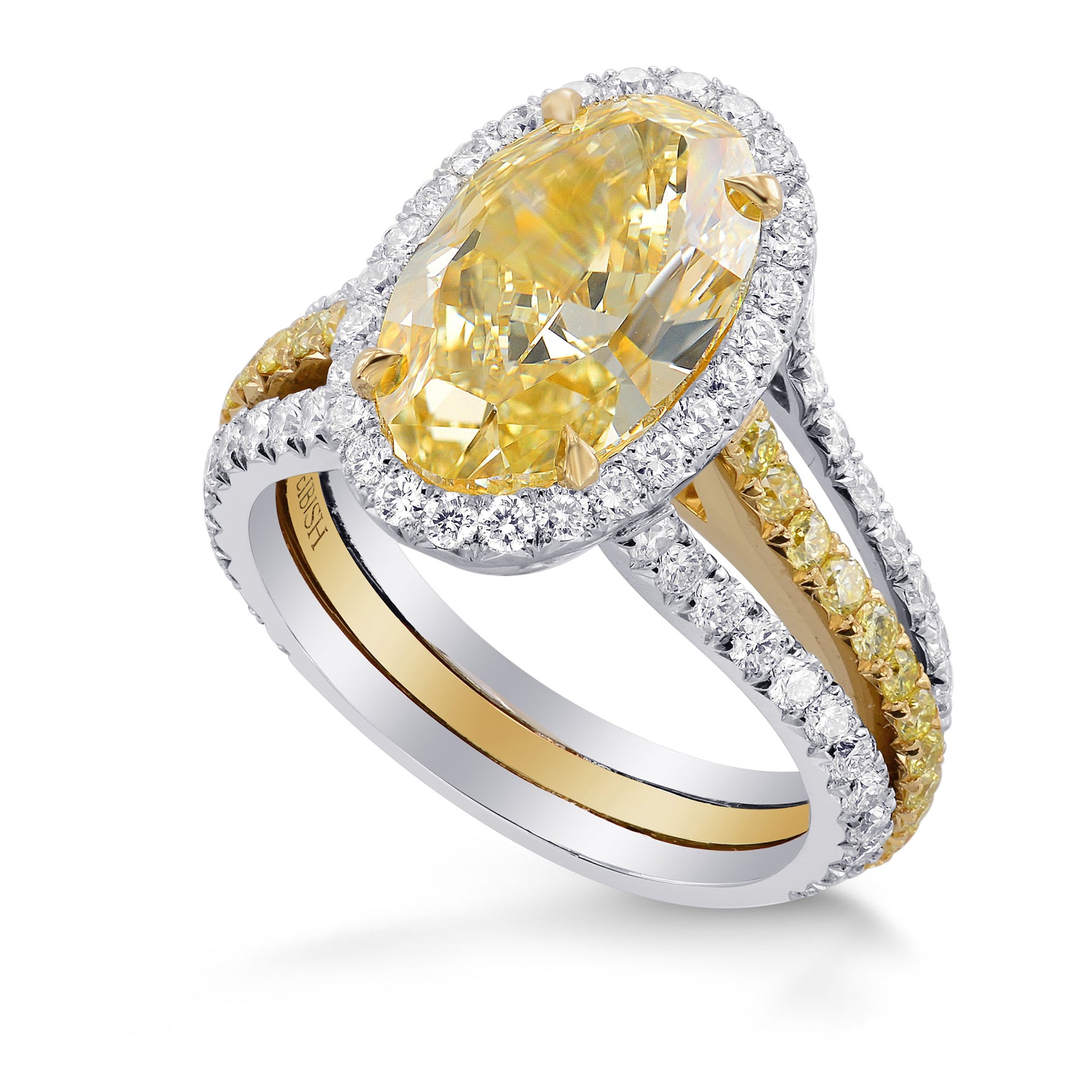 Fancy Light Yellow Oval Diamond Halo Ring