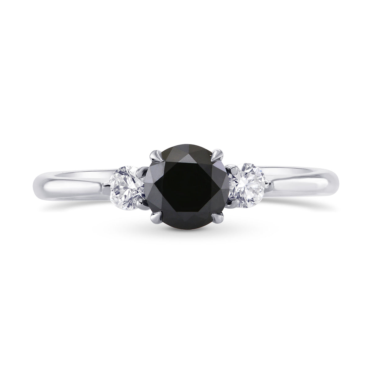 Black & White Diamond Round Brillant 3 Stones Ring