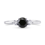 Black & White Diamond Round Brillant 3 Stones Ring